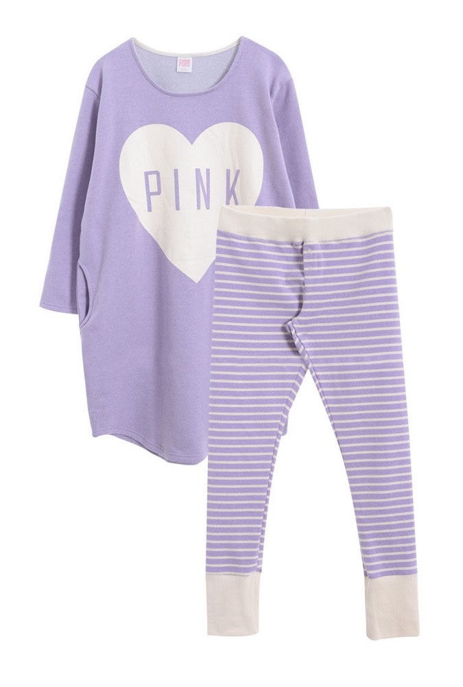 Georgeous Lilac Purple Striped Pajama Set for Women , M