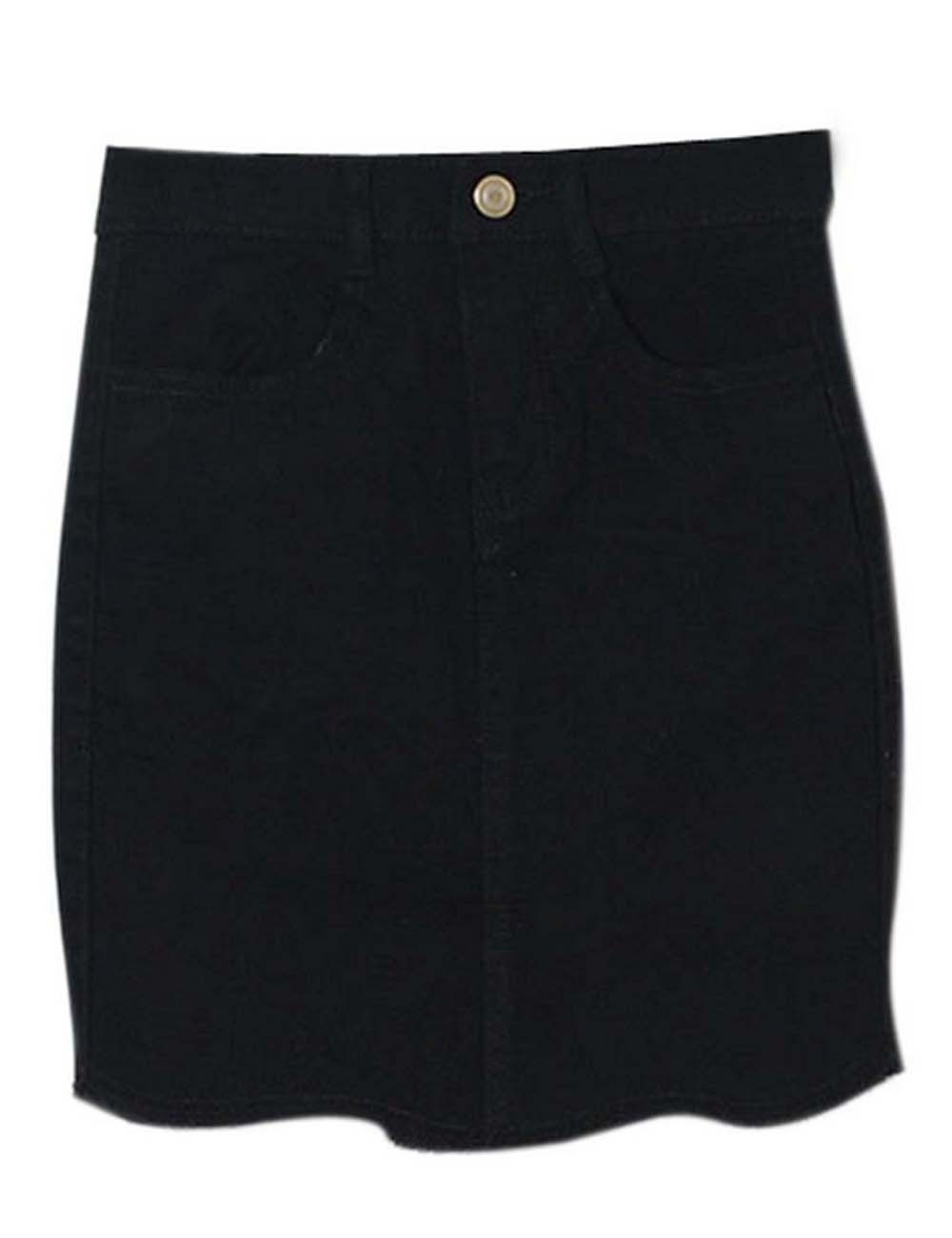 Black Denim Skirt for Women Summer Sheath Skirt, Medium