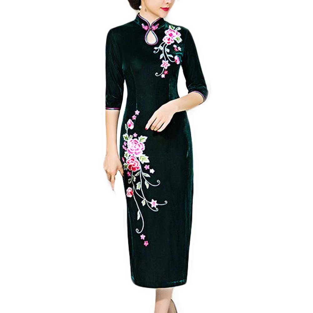 Thin Velvet Cocktail Dress Chinese Dress Oriental Dress Party Dress Cheongsam