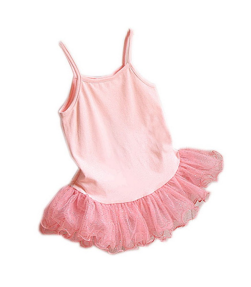 Little Girls Shimmering Pink Lace Ruffle Cami