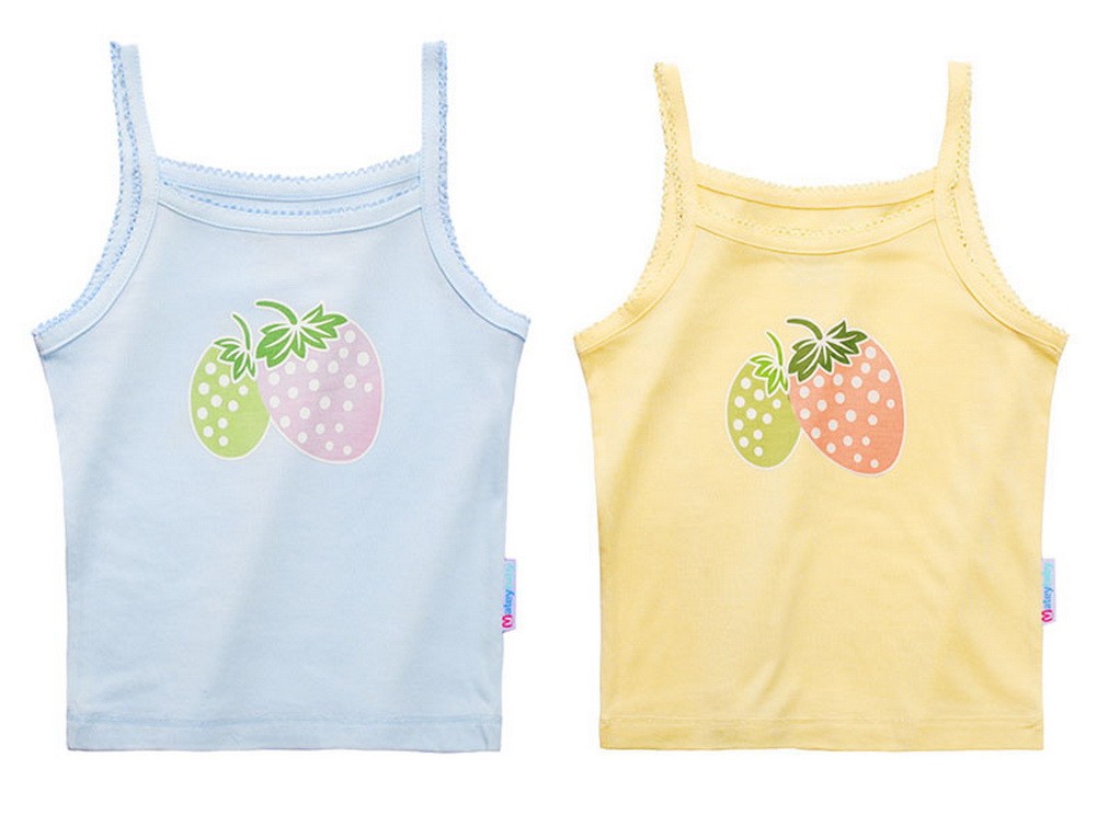 Toddler Girls Blue & Yellow Strawberry Cami Tops, 3-4 Yrs