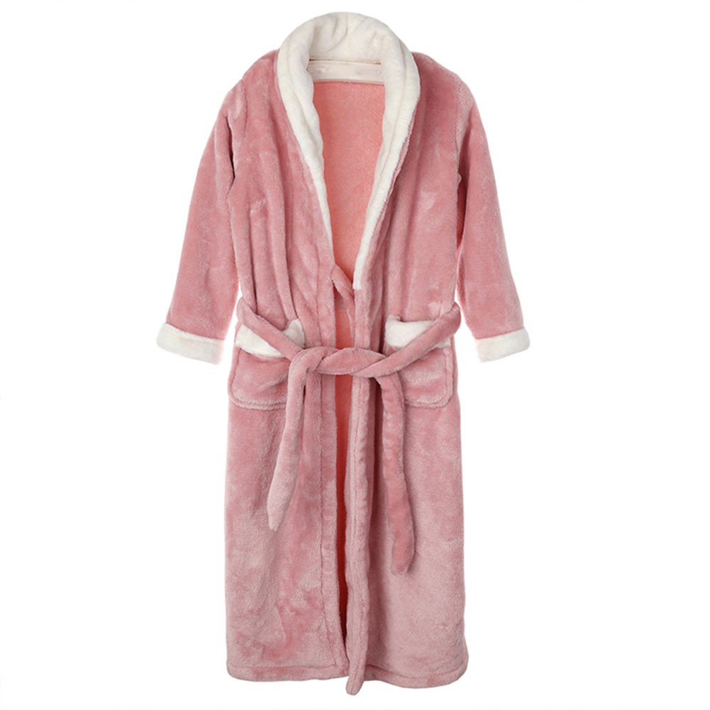 Sweet Girls Cozy Flannel Lapel Robe Pajamas for Winter Bathrobe Homewear