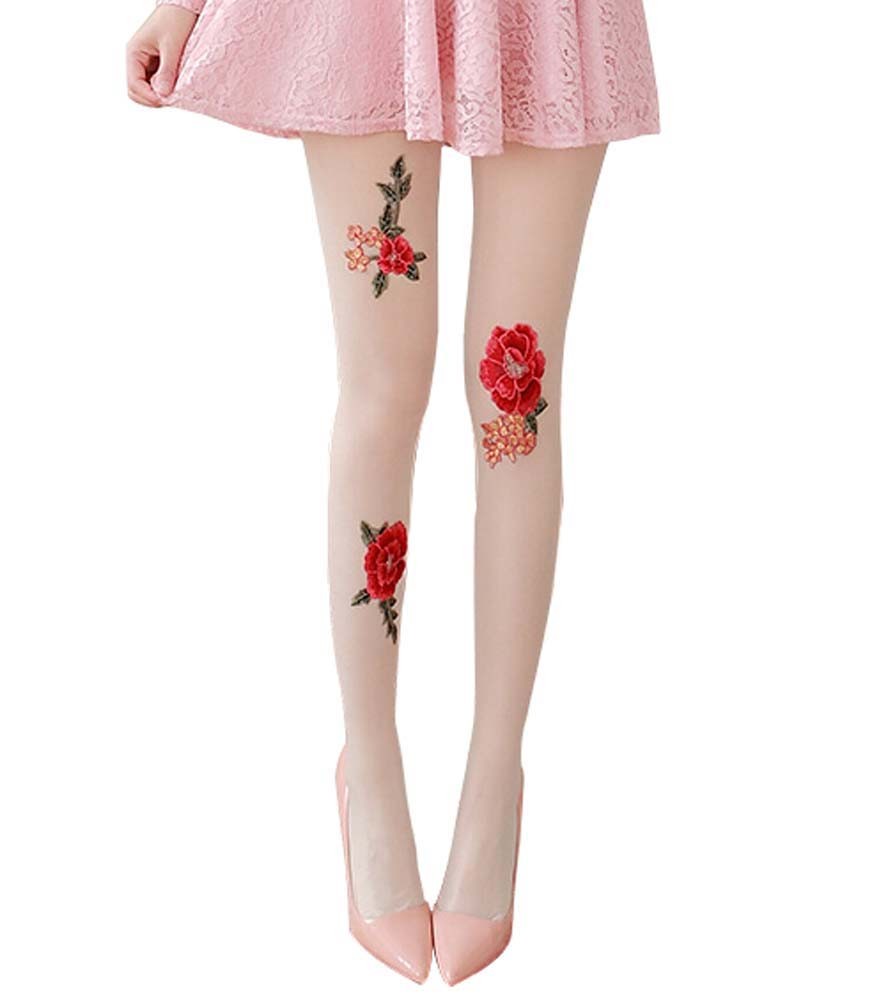 Bright RED Roses Ultra-thin Sexy Stockings Tights