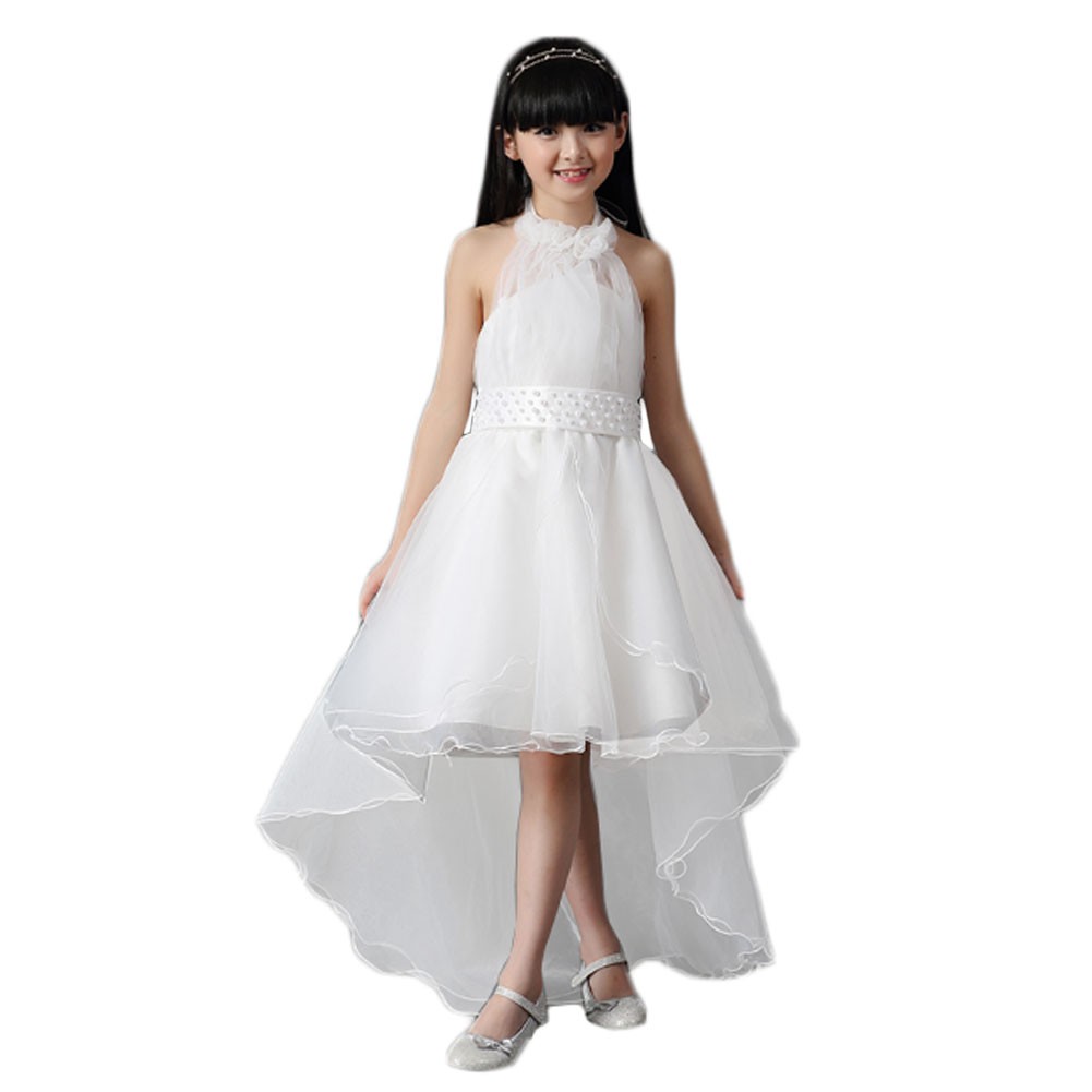 Elegant Girl's Princess Dress Floor-length Wedding Dress (White)