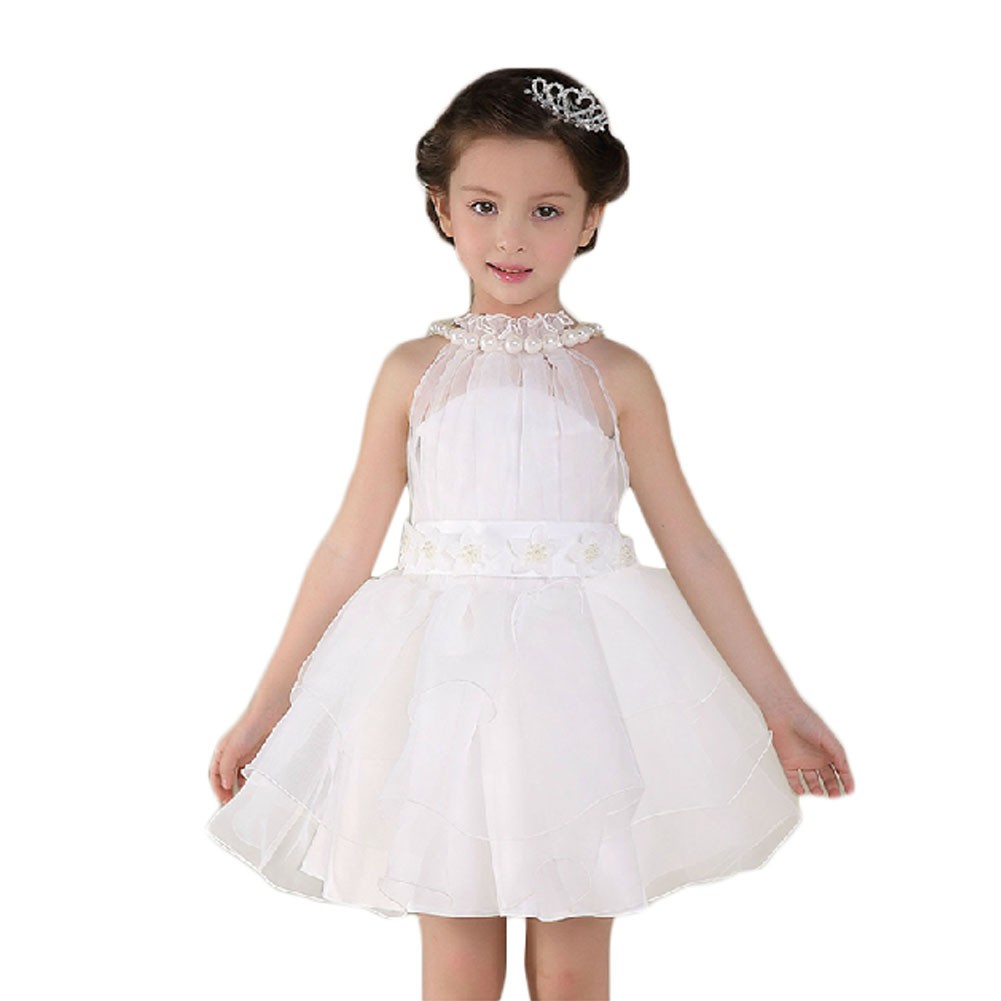 Elegant Girl's Princess Dress GirlsTulle Lace Tutu Dress (White)