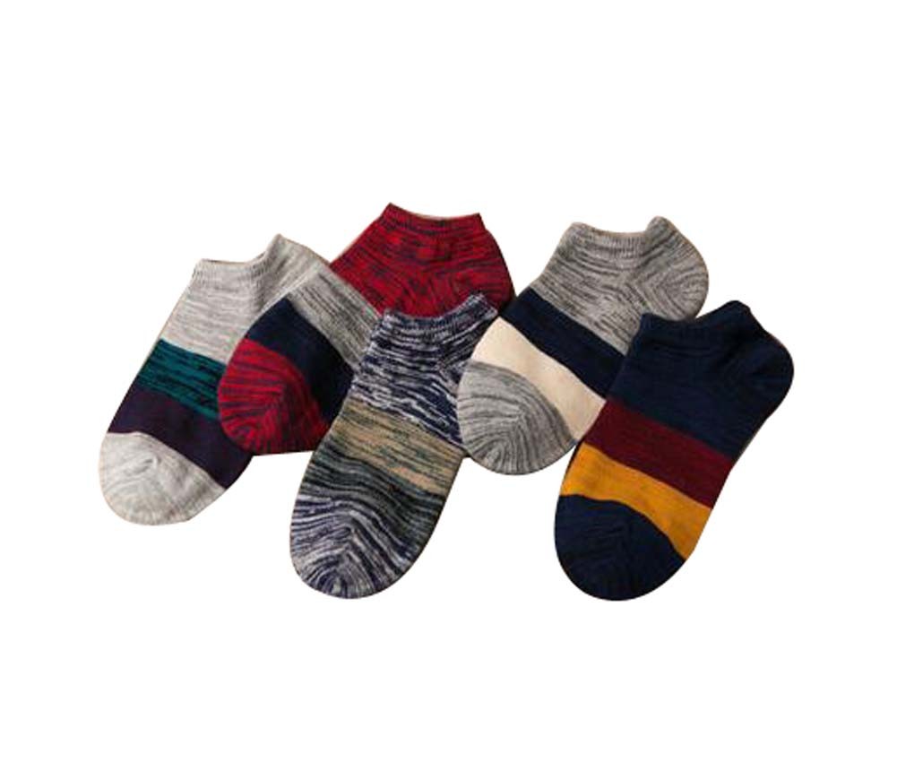 Men's Breathable Summer Cotton Boat Socks No Show Socks 5 pairs (K)