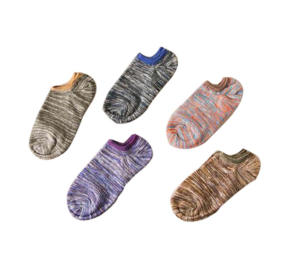 Fashion Men's Cotton Boat Socks Comfort Four Seasons No Show Socks, 5 pairs (A)