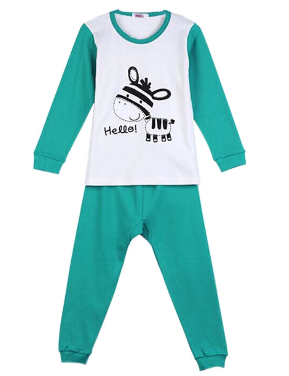 Little Donkey Lake Green Boys Pajama Set, 6-7 Yrs