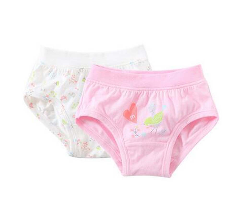 2 pieces Breathable Soft Babies Underwear Panties, off white + PINK, 2-3 Years