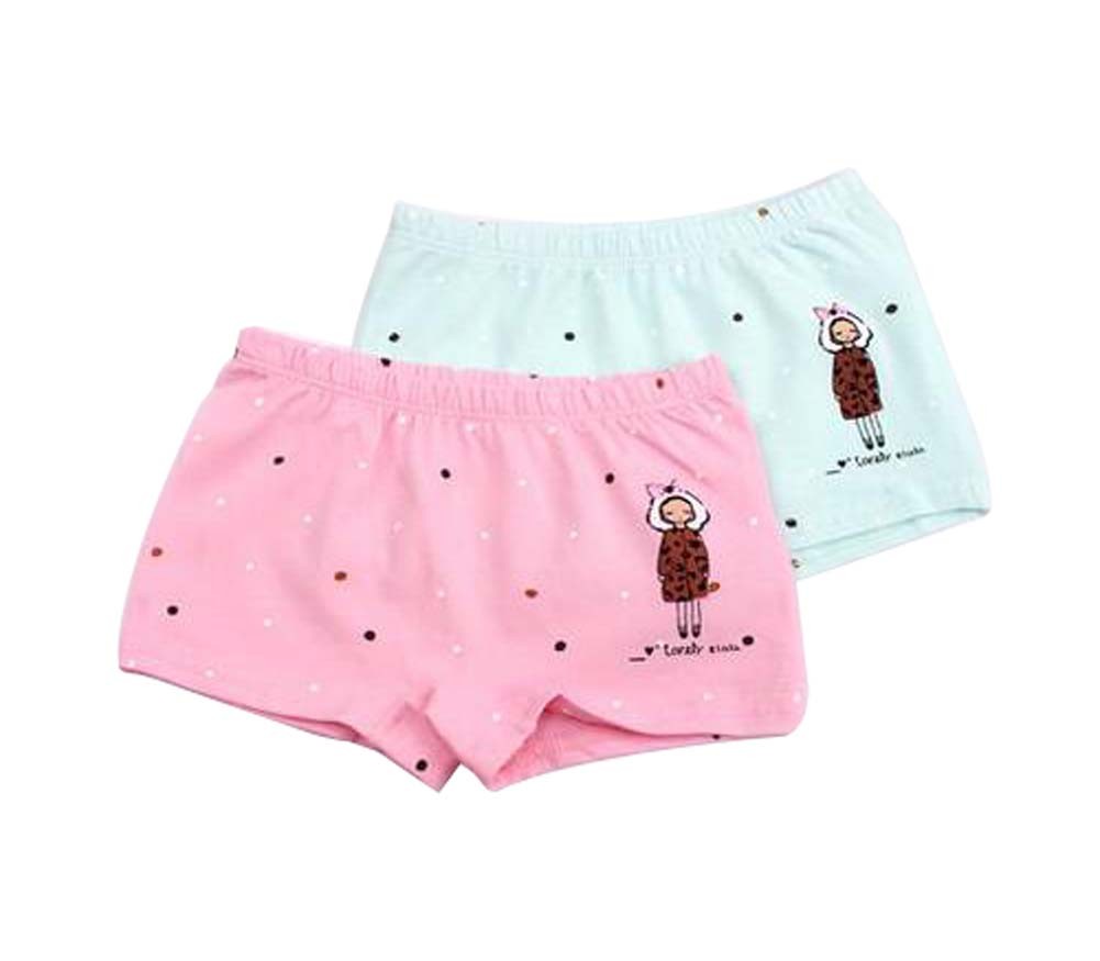 Set of 2 Cute Breathable Soft Baby Girls Underwear Panties, 2-3 Years, PINK&BLUE