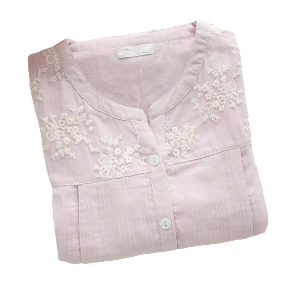 [Purple Lace] Cotton Maternity Nightwear Nursing Pajama Set Breastfeeding Pajama