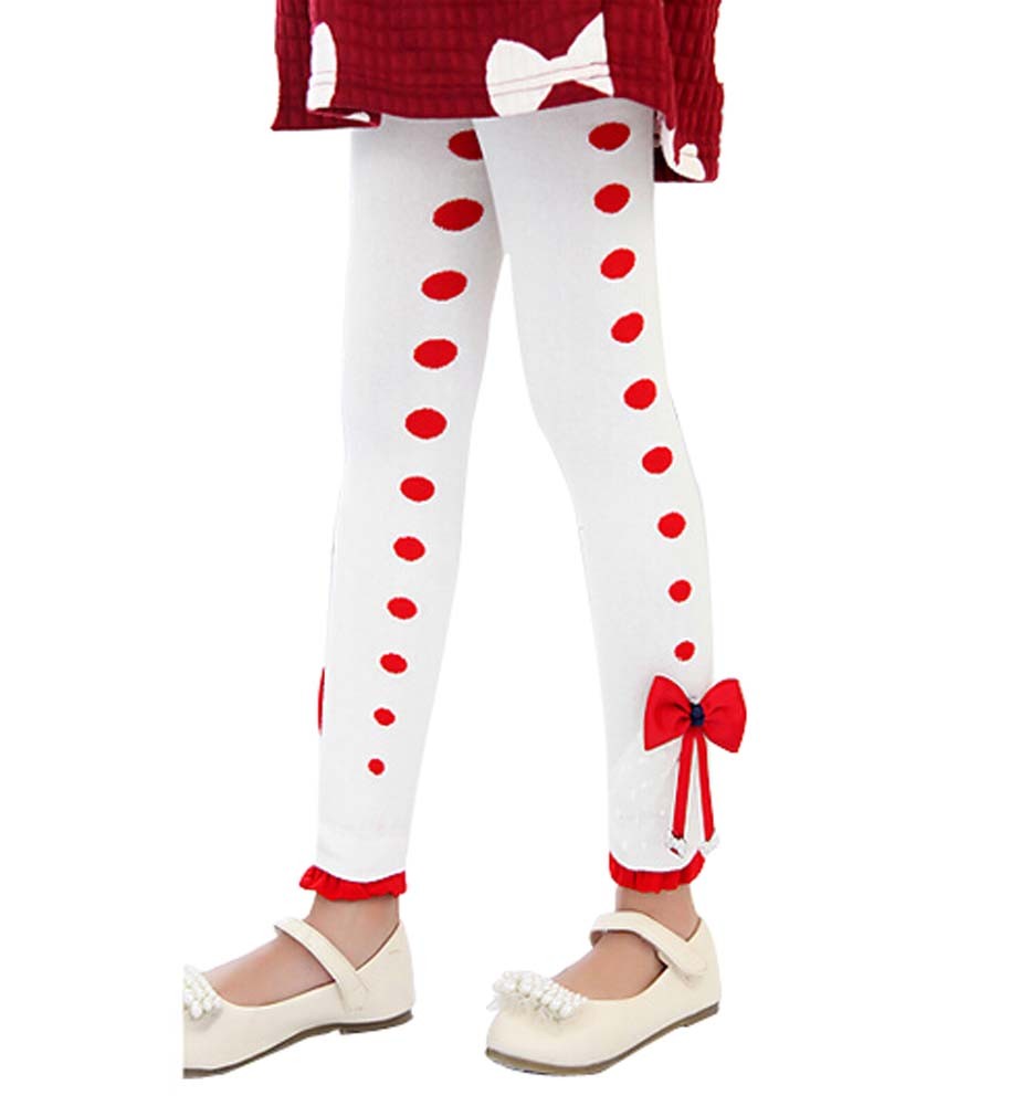 WHITE Spring Autumn Girls Leggings Pants, Height 90-100cm/35-39"