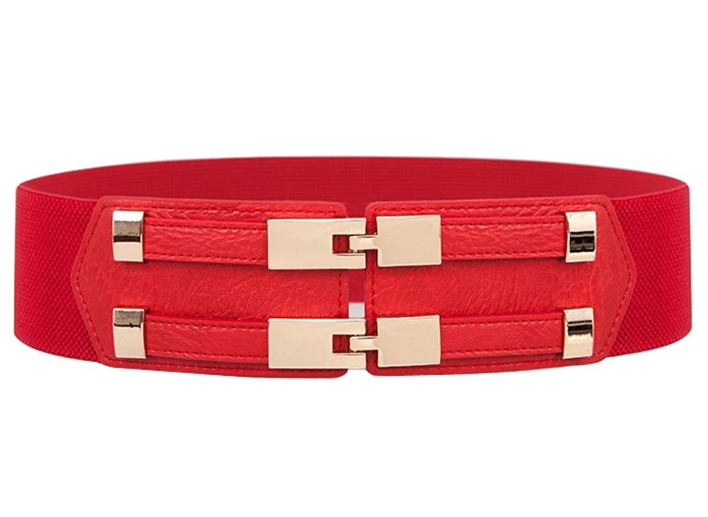 RED Simple Double Buckle Women Girls Corset Belt Waist Belt