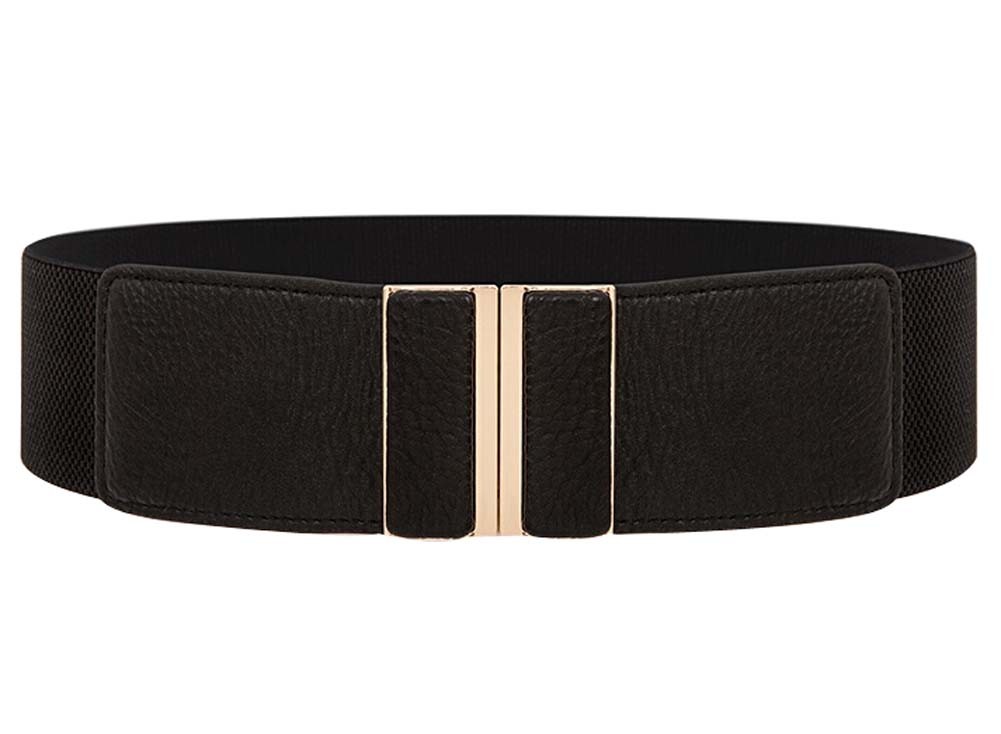 Women Fashion Wide Clothes Dress Elastic Cinch Belt Waist Belt (BLACK)