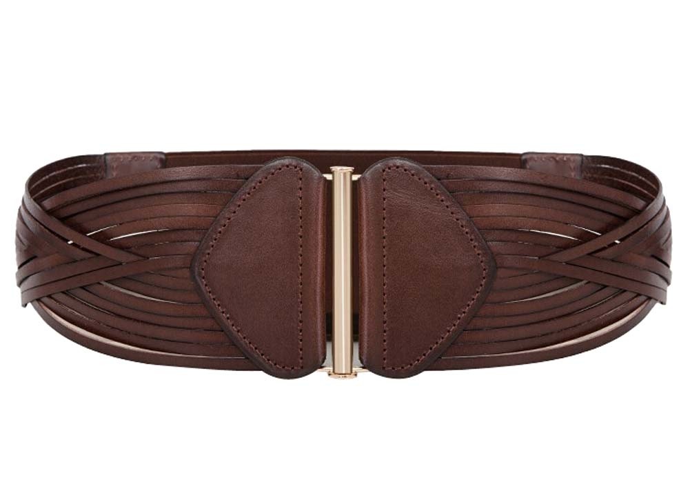 Retro Leather Wide Apparel Belts Cinch Belt Waistband, COFFEE