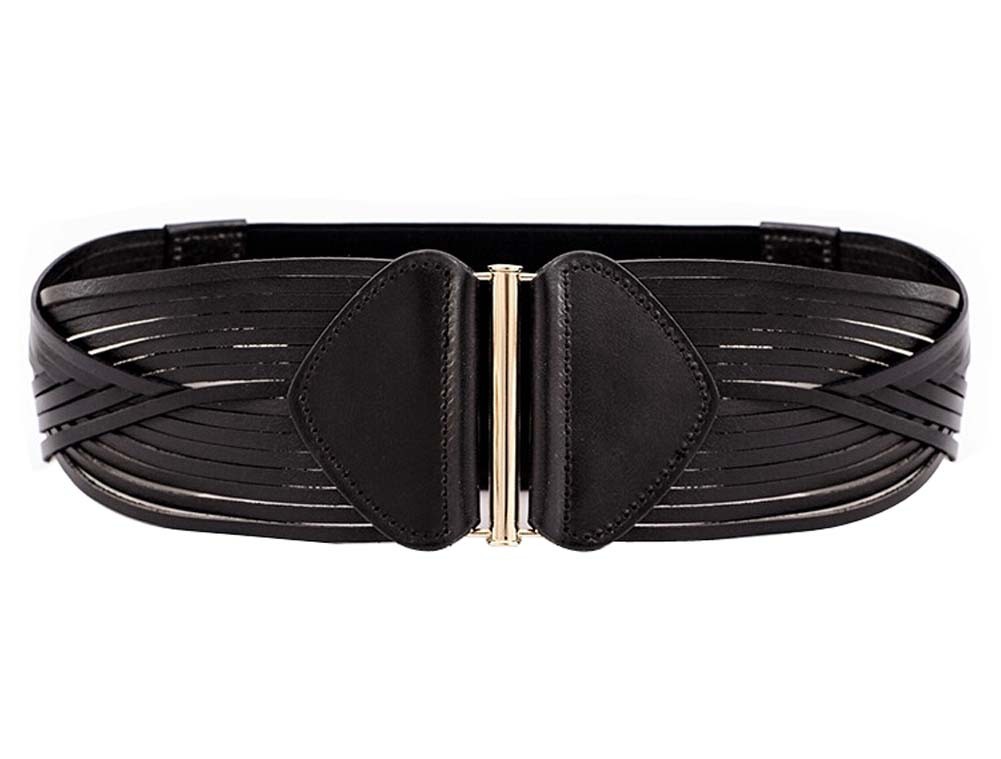 BLACK Retro Leather Wide Apparel Belts Cinch Belt Waistband
