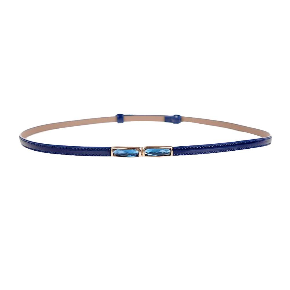 Blue Slim Belt Leather Waist Belts Skinny Belts Decorated Slender Belt Ladies