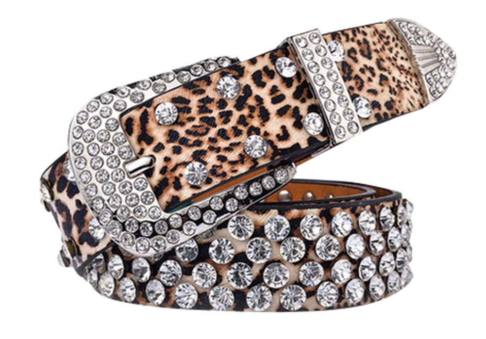 Belt Fashion Belt Female Rhinestones Inlaid Wide Belt,Leopard