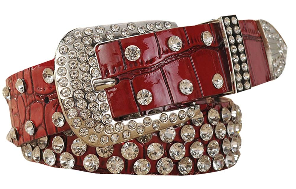 Individuality Rhinestones Inlaid Belt Fashion Belt Female Wide Belt,Red