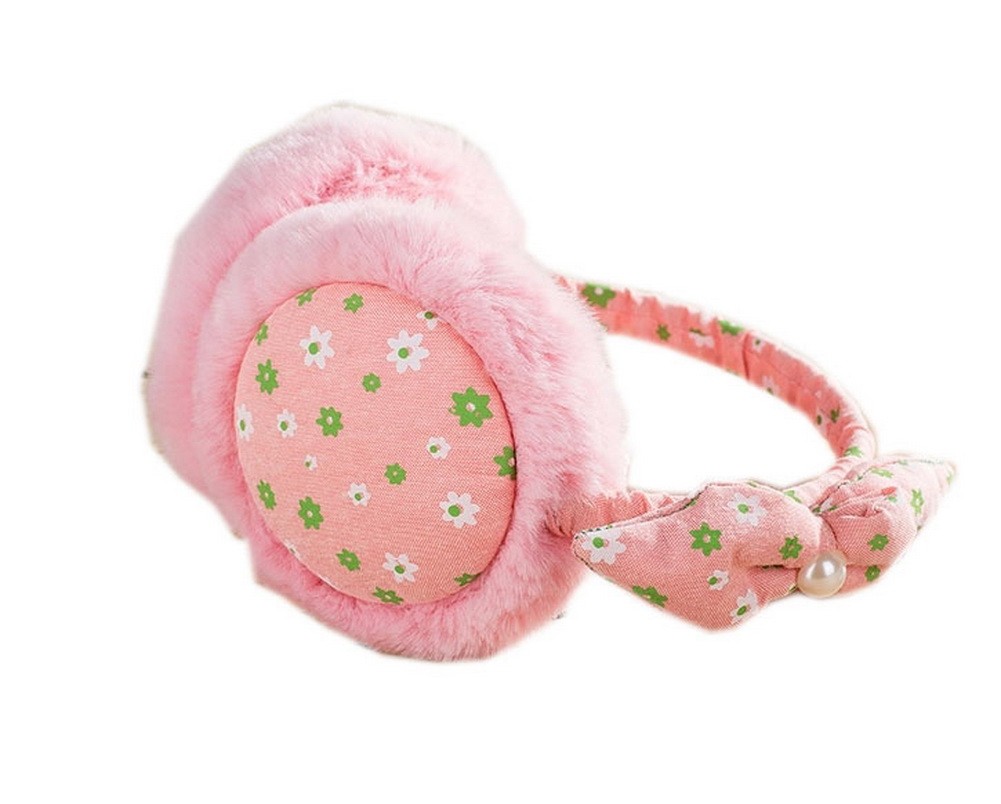 Cute Pink Floral Earmuff Faux Fur Ear Warmer