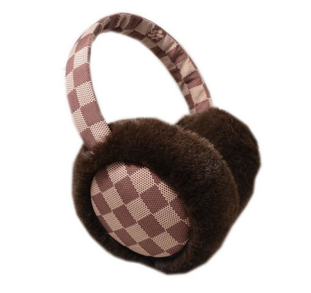 Brown Plaid Earmuff for Mens Winter Ear Cover