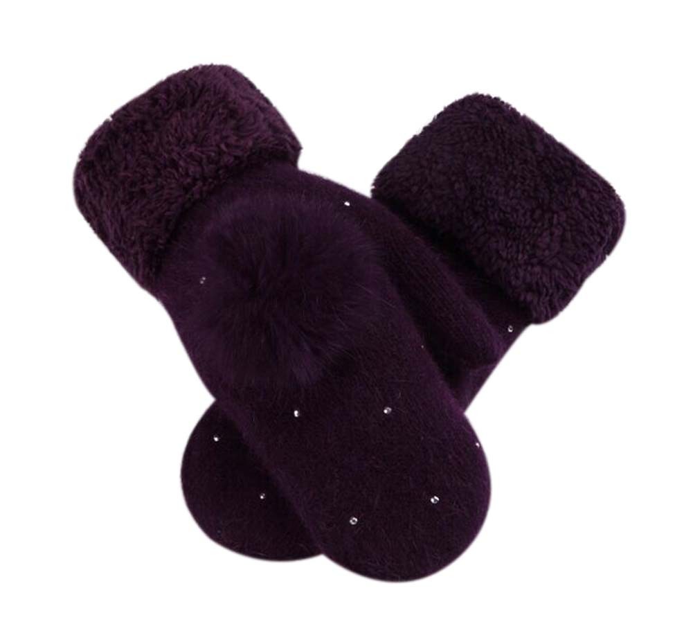 Woollen Gloves Lovely Winter Gloves Women Mitten to Keep Warm,PURPLE