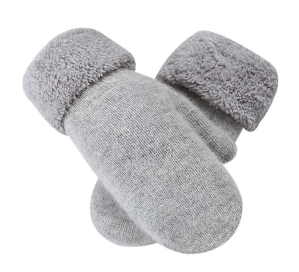 Woollen Mitten Lovely Women's Winter Gloves Warm Fingerless Gloves, Light Grey
