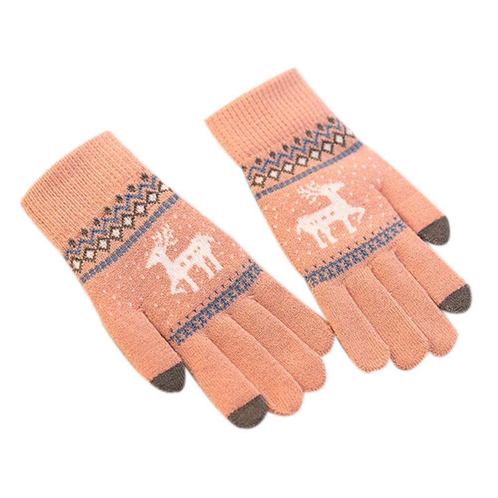 Winter Student Wool Gloves/Lovely Knitted Mittens/Telefingers Gloves/PINK
