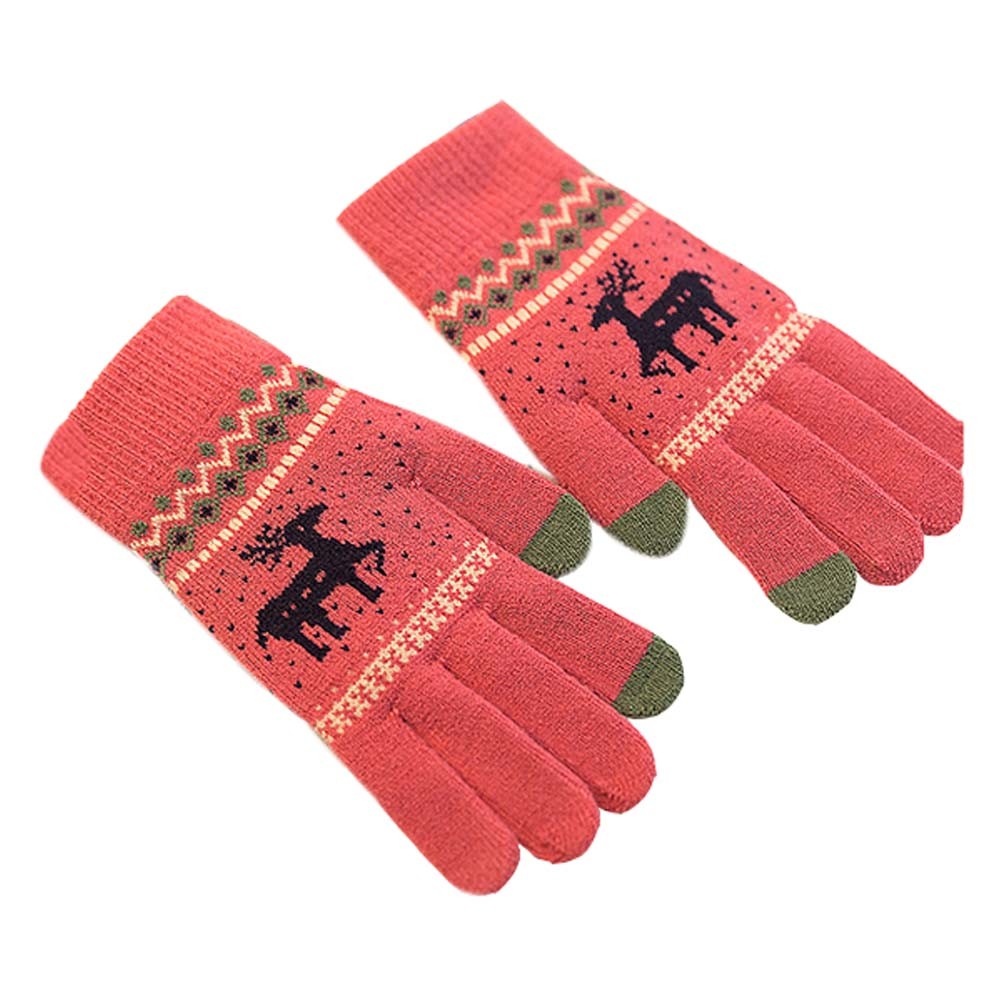 Winter Student Wool Gloves/Lovely Knitted Mittens/Telefingers Gloves/RED