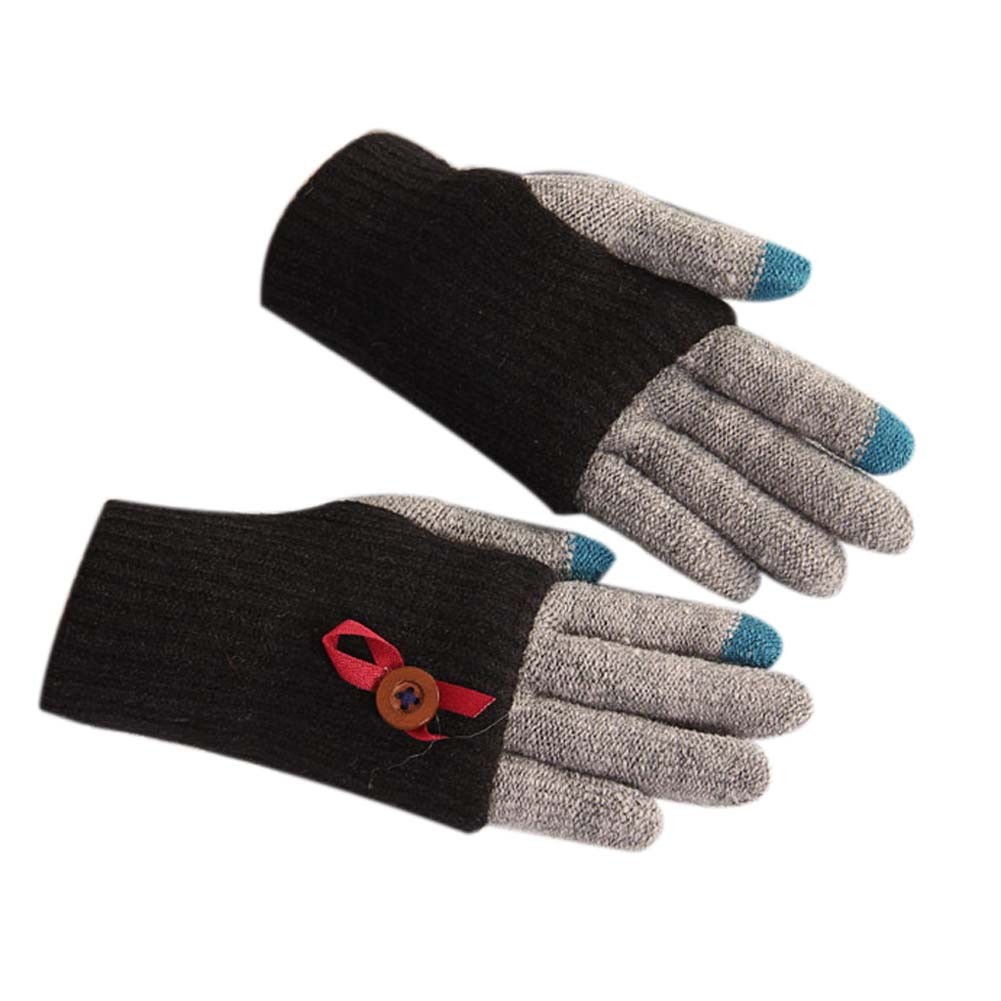 Lovely Knitted Woolen Gloves/Touch Screen Gloves/Great Gift for Lovers/ BLACK