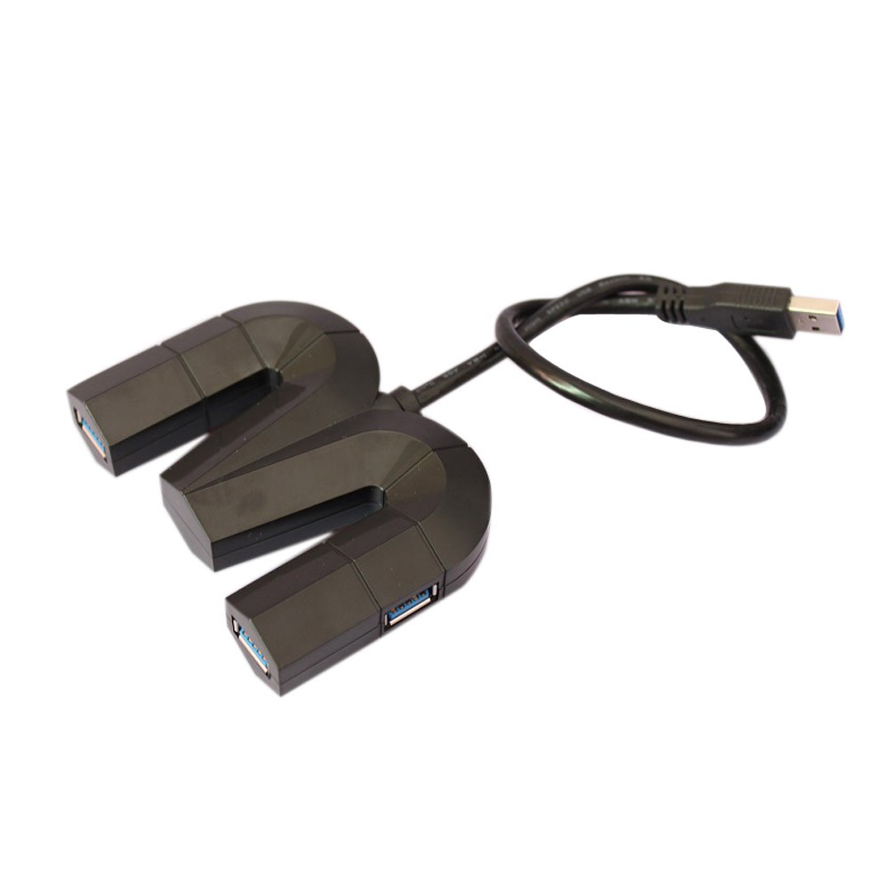 Black USB 3.0 Hub 4-Port Hub 30cm Cable USB Splitter High Speed
