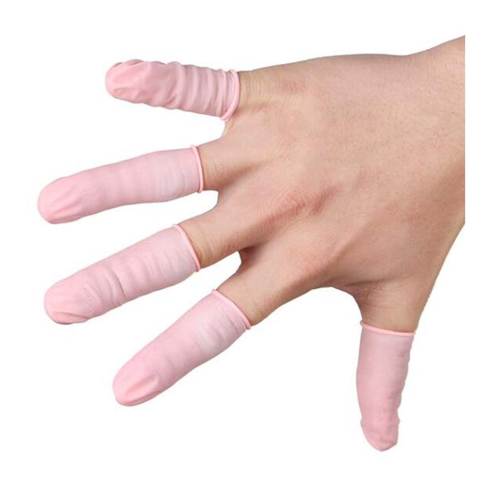 500 Pcs Disposable Finger Cots Latex Rubber Fingertips Protective Finger Gloves for Beauty Salon Painting Crafting, Pink