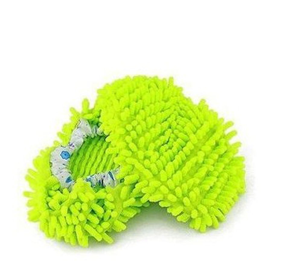 Multi-Function Chenille Fibre Washable Dust Mop Slippers-Green