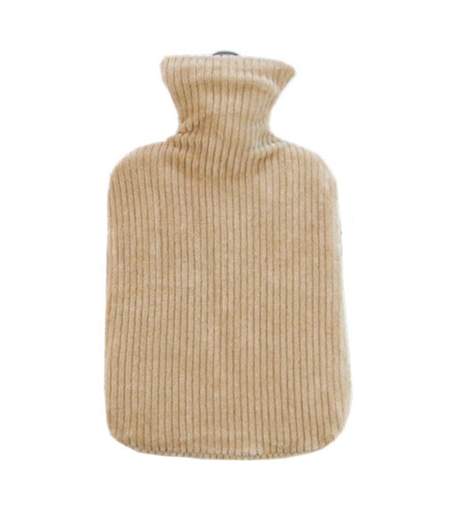 Pure Color Classic Hot Water Bottle with Plush Cover 800ML for Heat and Cold Therapy, Khaki