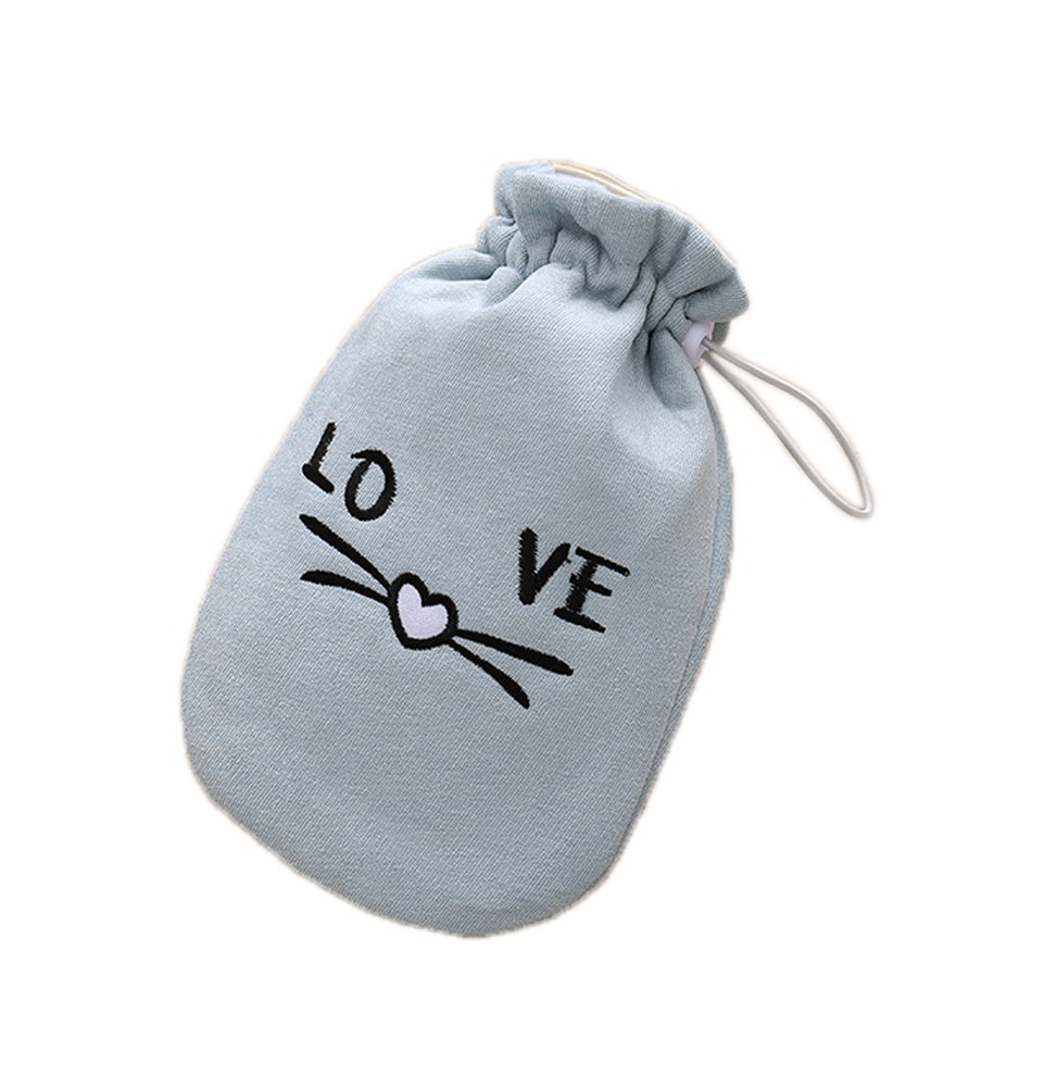 Blue Cute Hot Water Bottle With Comfortable Cloth Cover Portable, 22*12cm