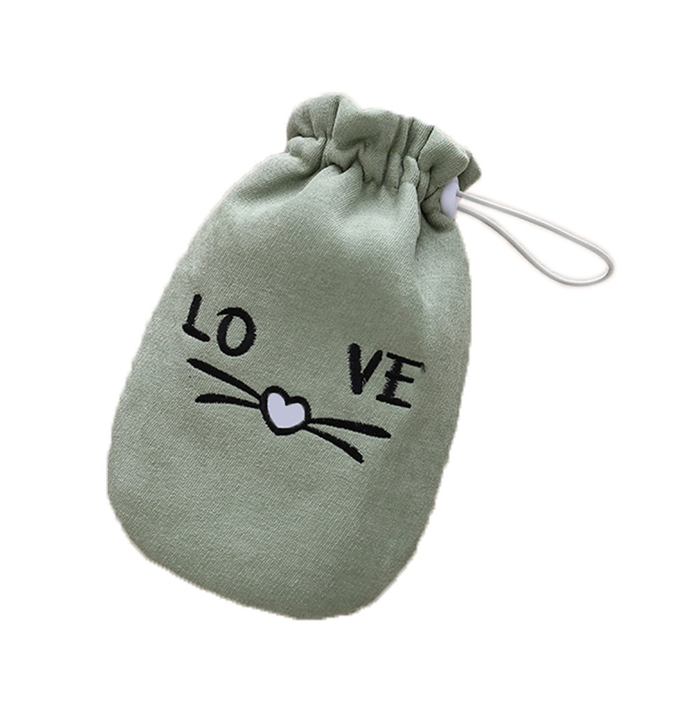 Army Green Hot Water Bottle With Comfortable Cloth Cover Portable, 22*12cm