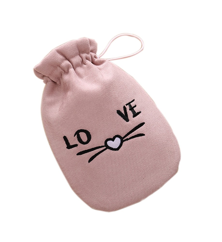 Pink Cute Hot Water Bottle With Comfortable Cloth Cover Portable, 22*12cm