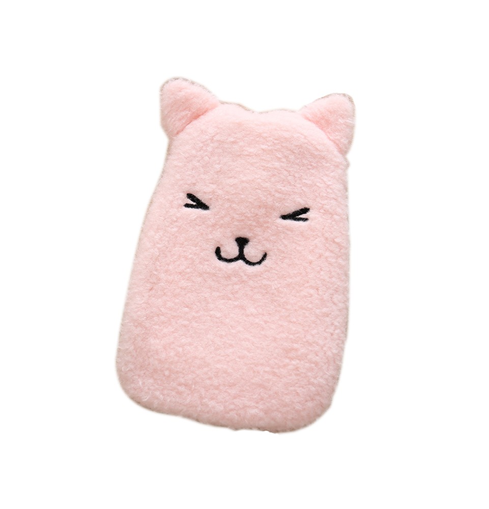 Pink Cute Hot Water Bottle With Comfortable Flannel Cover Portable, 22*15cm