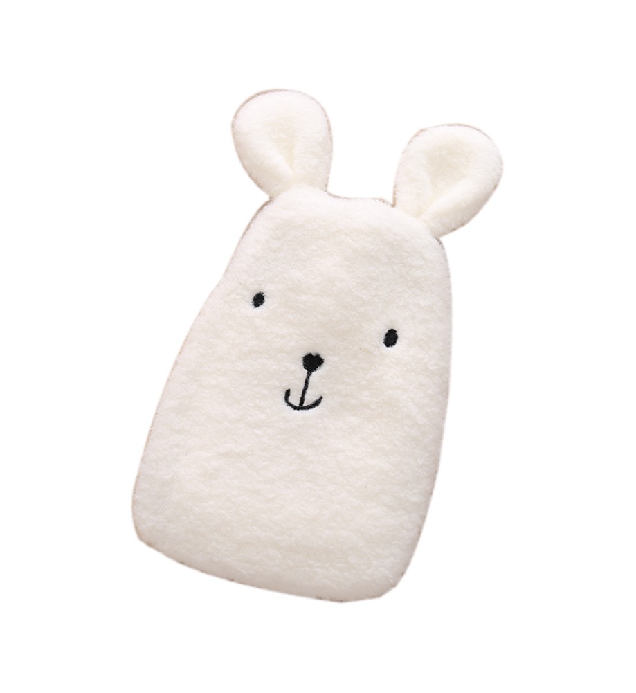 Beige Cute Hot Water Bottle With Comfortable Flannel Cover Portable, 22*15cm