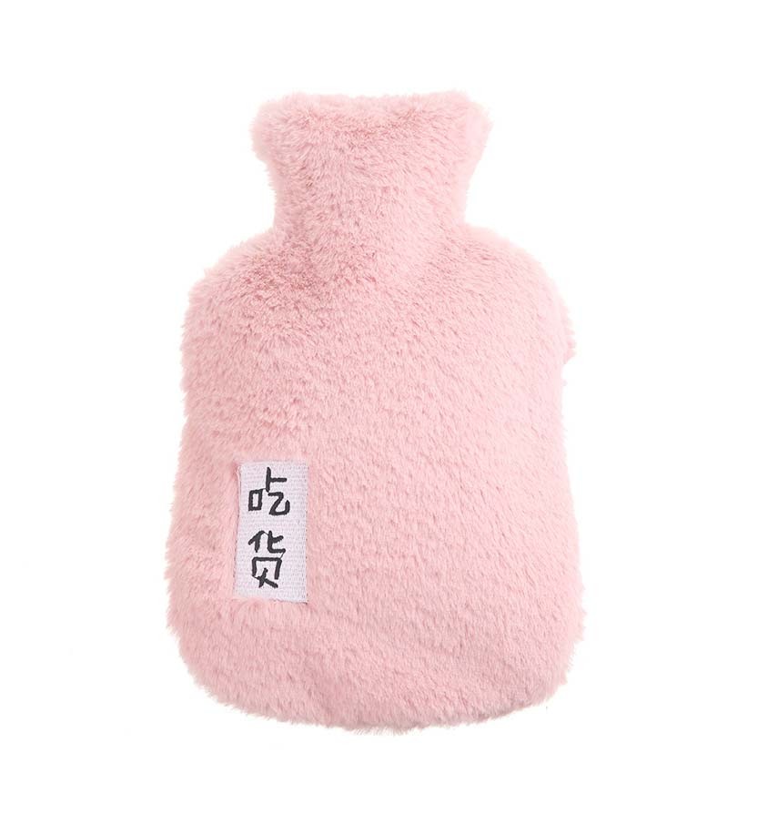 Pink Cute Hot Water Bottle With Comfortable Flannel Cover Portable, 29*17cm