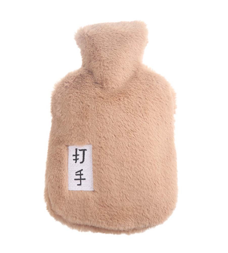 Brown Cute Hot Water Bottle With Comfortable Flannel Cover Portable, 29*17cm