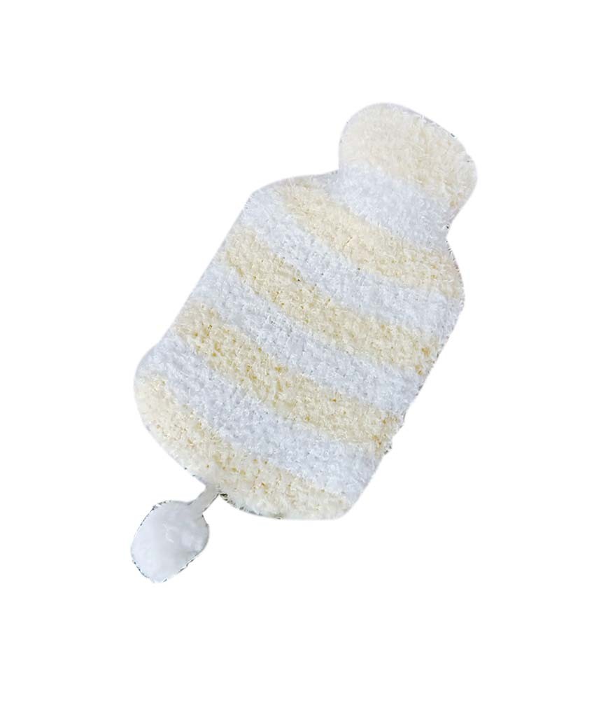 Yellow Stripe Cute Hot Water Bottle With Soft Flannel Cover Portable, 20*12.5cm