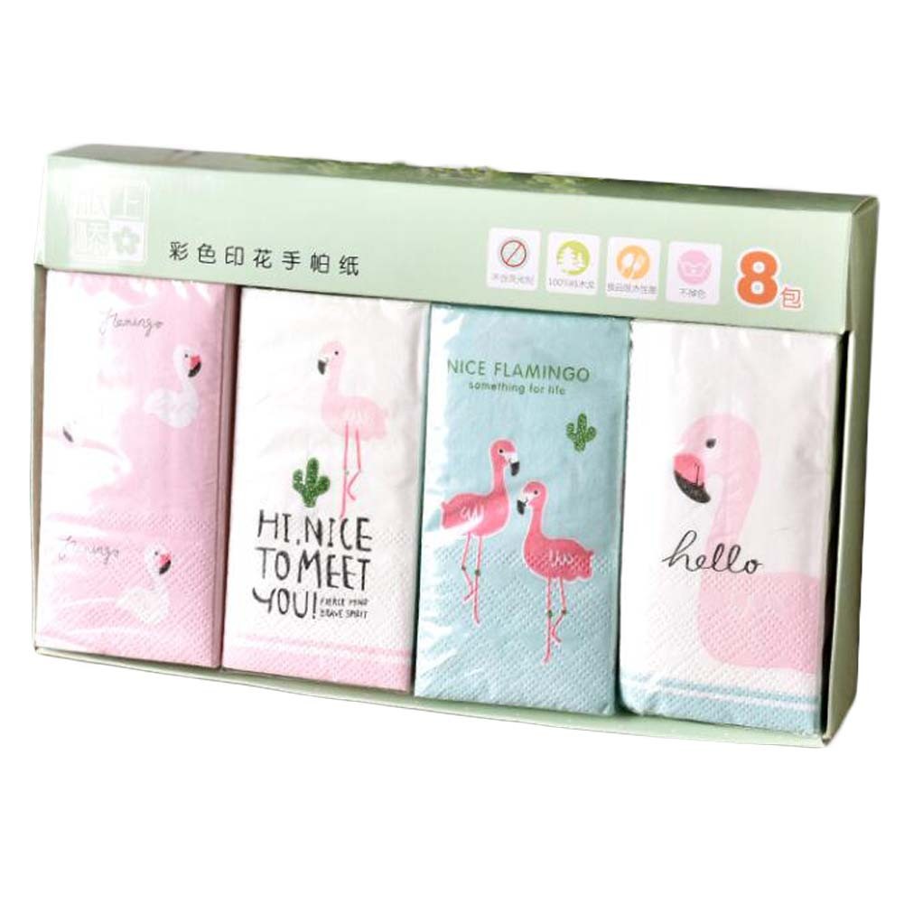8 Bags Flamingo Print Facial Tissue Pocket Tissue for Wedding Party Favors Daily Use