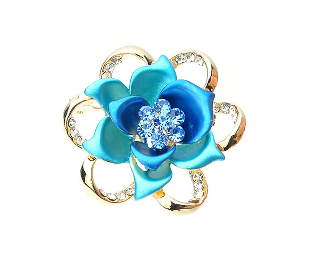 Fashion Diamond Flower Party Brooch Pin Suit Accessories BLUE