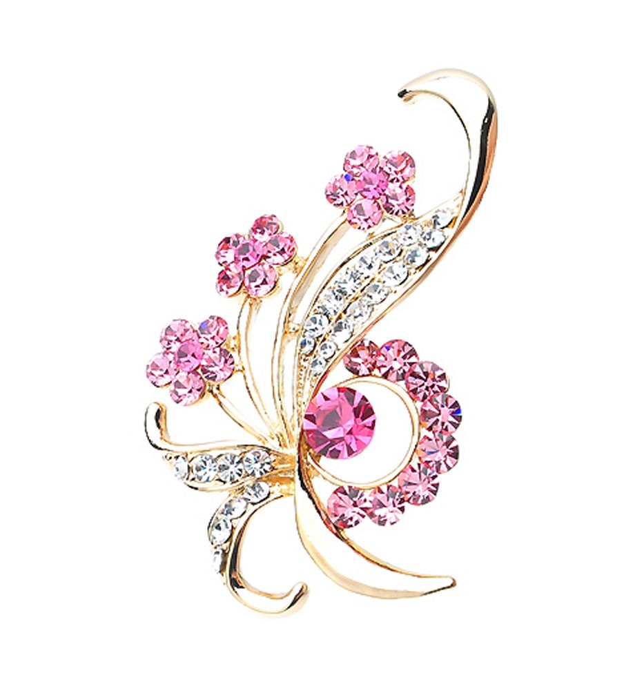 Fashion Crystal & Diamond Party Brooch Pin Clothes Accessories PINK