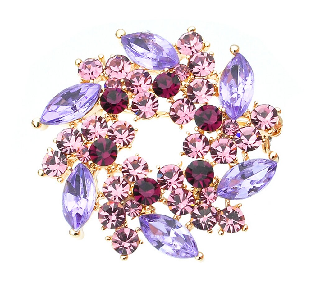 Women Gifts Fashion Crystal Party Brooch Pin Designer Jewelry PURPLE
