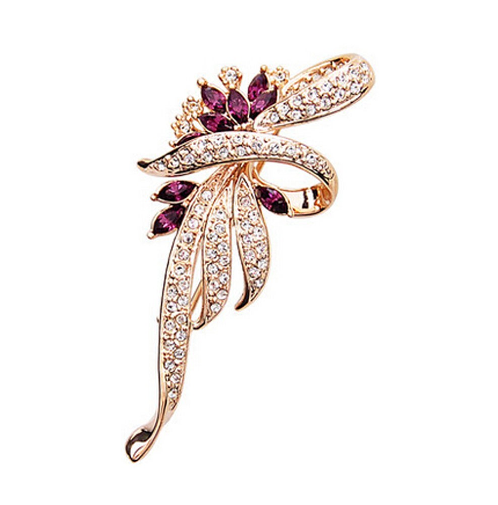 Men Women Gifts Fashion Shining Crystal Brooches and Pins PURPLE