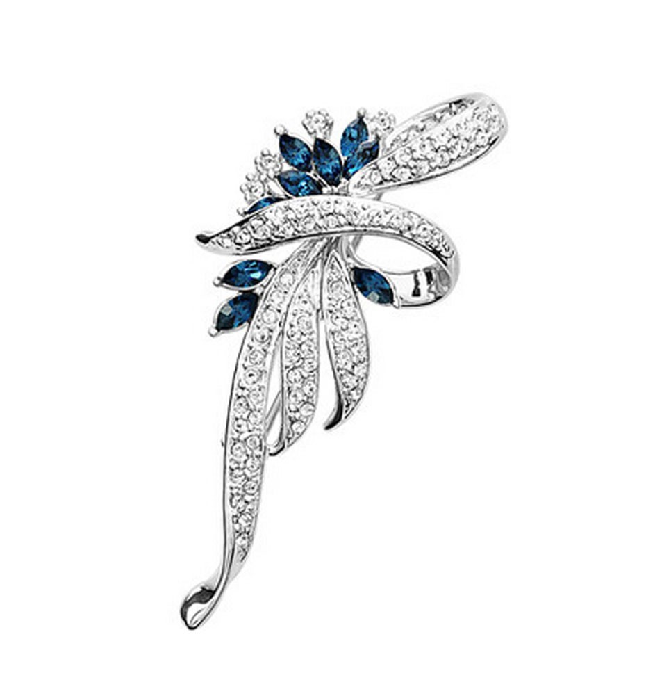 Men Women Gifts Fashion Shining Crystal Brooches and Pins BLUE