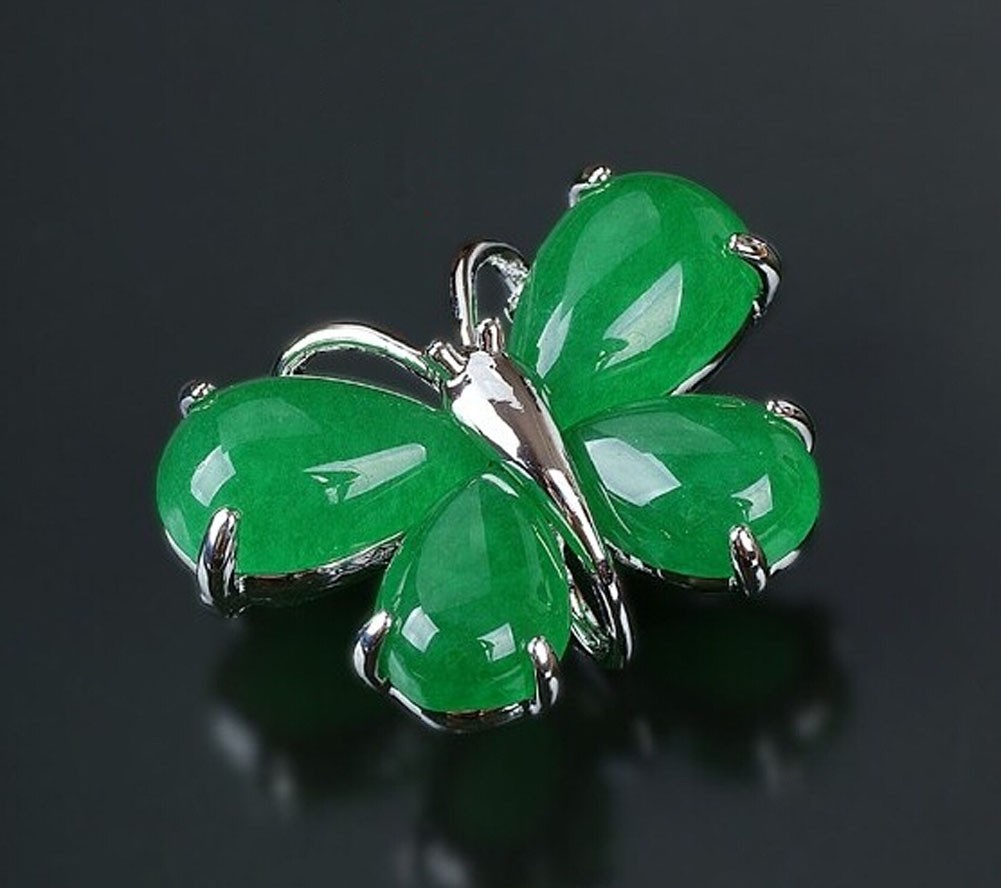 Women Gifts Fashion Butterfly Shaped Shining Brooches Pins EMERALD