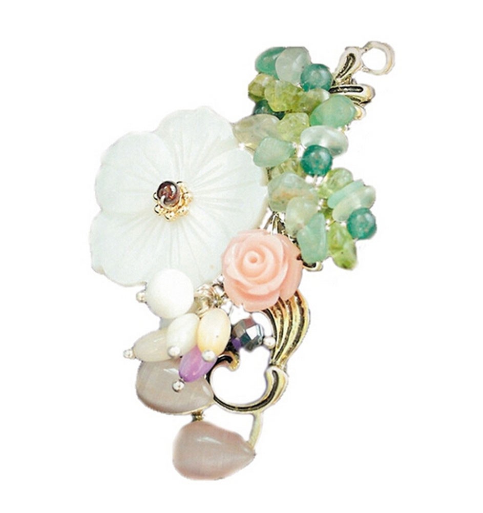 Women Gifts Original Hand Made Crystal Shell Flowers Brooches Pins